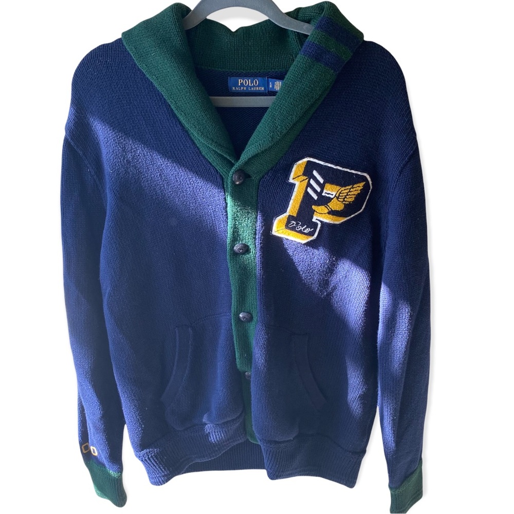 Raulph Lauren Polo Navy Blue/ Green/ Yellow Cardigan